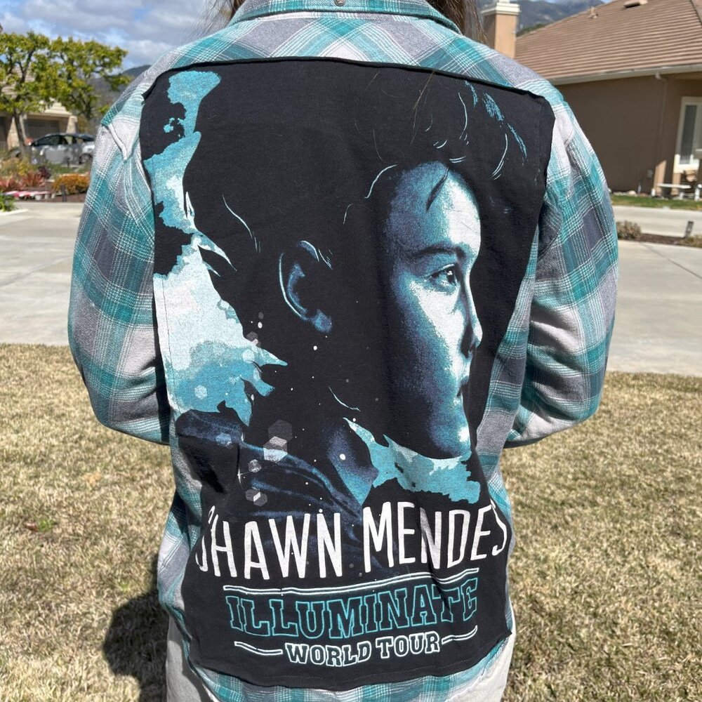 Shawn Mendes Flannel Shirt upcycled one of a Kind unisex Small